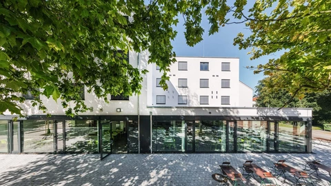 Außenansicht des Gebäudes des Schülerwohnheims in Lindau