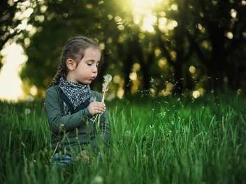Kleines Mädchen in einer Wiese