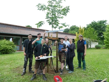 Gruppenbild vom Team BBW beim Pflanzen neuer klimaresistenter Bäume