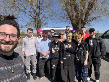 Gruppe in London gut gelaunt