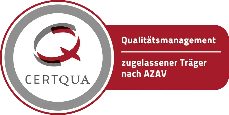 Qualitätsmanagement-Siegel der Firma Certqua für Qualitätsmanagement in der Bildung.