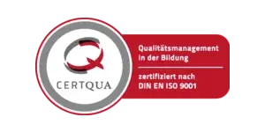 Qualitätsmanagement-Siegel der Firma Certqua für Qualitätsmanagement in der Bildung.