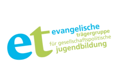 Logo der evangelischen Trägergruppe für gesellschaftspolitische Jugendbildung, farbig gestaltet mit den Buchstaben „et“.