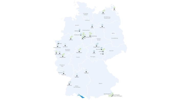 Karte mit den Schul-Standorten des CJD in Deutschland