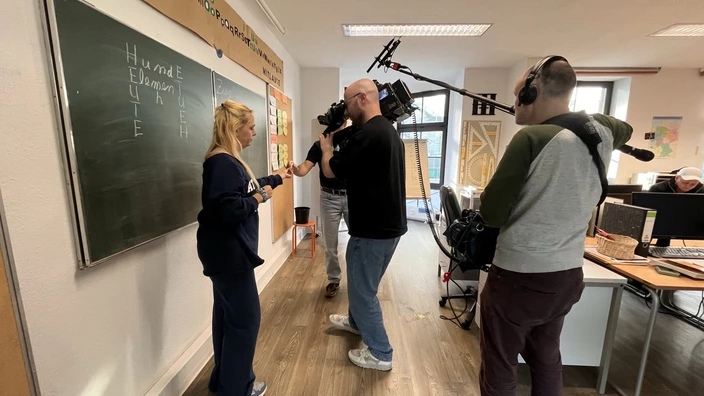 Dreharbeiten im Alphabetisierungskurs