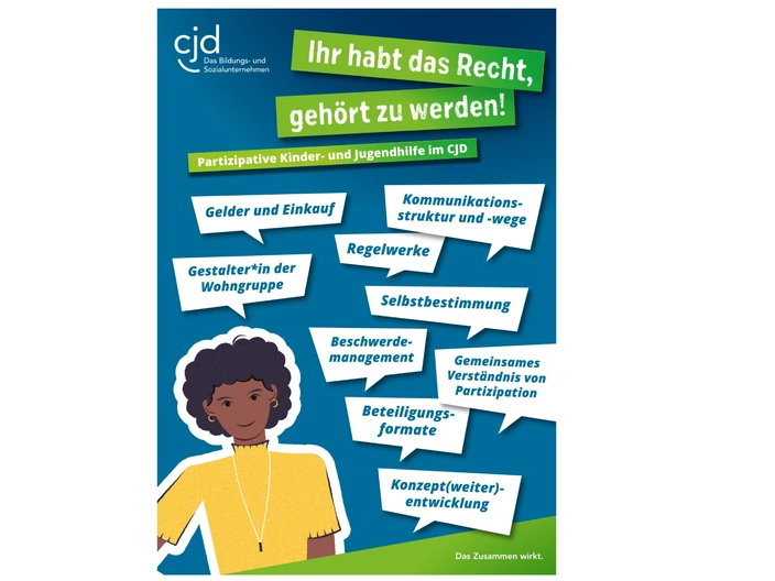 Grafik mit mehreren Aussagen zur Partizipation und Mitbestimmung im CJD